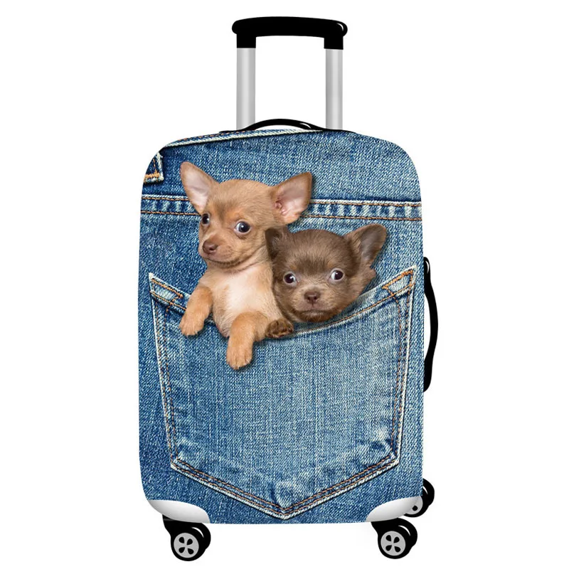 Джинсовый защитный чехол с изображением животных для багажа, эластичный Чехол для багажа, подходит для for18-32 дюймов, чехол Чехол, аксессуары для путешествий - Цвет: A   Luggage Cover
