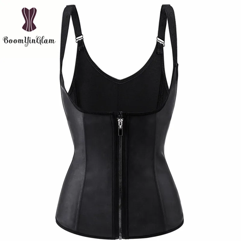 

Women's Fajas Colombias Body Shapewear Size XS To 6XL Latex Vest 6 Steel Boned Corset With Zip & Hook Nude Black 601#