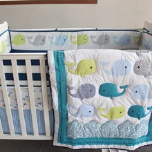 Детская кроватка из хлопка с вышивкой, 7 шт., детское постельное белье, постельное белье для новорожденных малышей, комплект с рисунком(бампер+ пододеяльник+ покрывало+ юбка для кровати