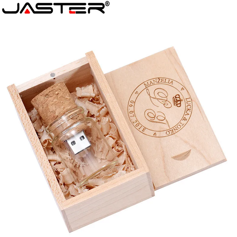 JASTER USB 2,0 мессенджер бутылка карта памяти стекло дрейф бутылка usb флеш-накопитель из дерева 4 ГБ 16 ГБ 32 ГБ 64 ГБ(5 шт. бесплатный логотип