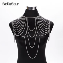 

Sexy beach bikini body chain women luxury fashion alloy long necklace bondage bra chain nightclub party body jewelry for female