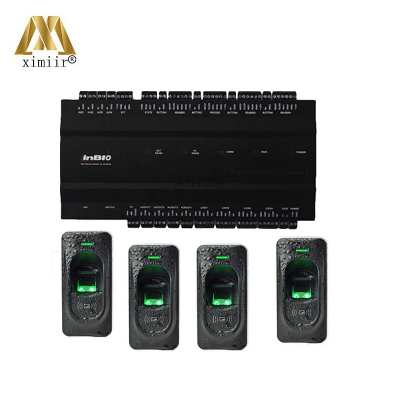 Door access control panel Inbio460 biometric four doors TCP/IP access control board with 4PC FR1200 fingerprint reader Door access control panel Inbio460 biometric four doors TCP/IP access control board with 4PC FR1200 fingerprint reader