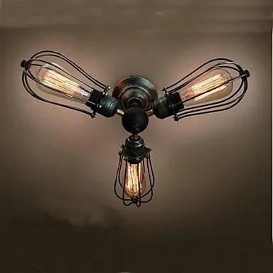 

American Retro Vintage Edison Loft Style Industrial Ceiling Lamp With 3 Lights For Living Room Bedroom Home Lighting