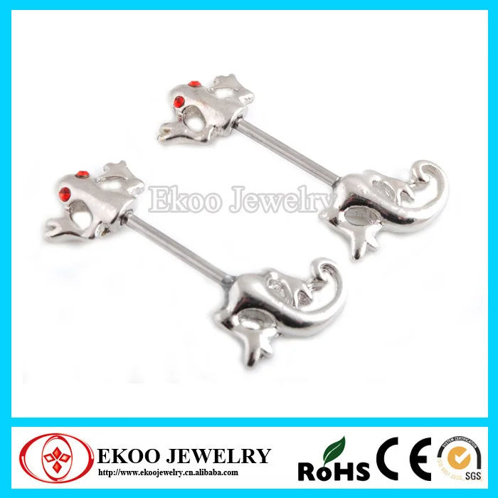 

14 Gauge Body Jewelry Surgical Steel Lizard CZ Barbell Nipple Ring Lots of 6pcs