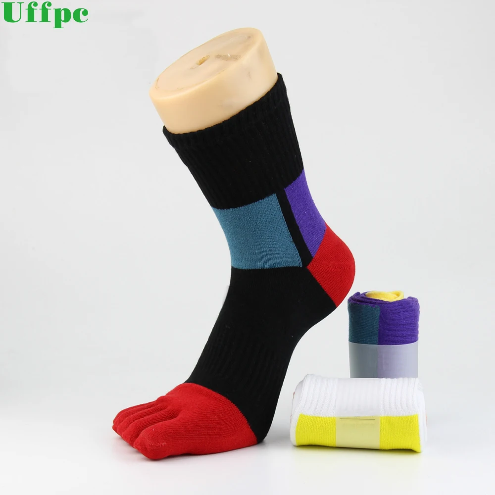 

1 pairs Fashion Fiber Toe Socks Men Casual Colorful Shining Socks Male Crew Five Finger Absorb Sweat Breathable Socks