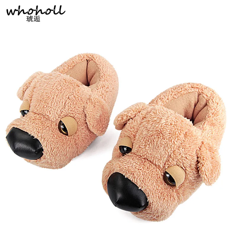 

WHOHOLL Winter Fur Slippers Animal Funny Shoes For Men/Women Cartoon Dog Indoor Home Slippers Women Warm Plush Furry Slippers