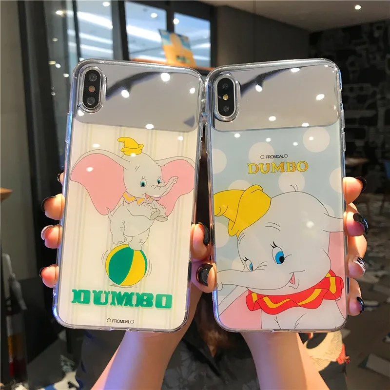 laser white Dumbo mirror face super personality case for iphone 6 7 8 Plus X XR XS MAS phone cases |