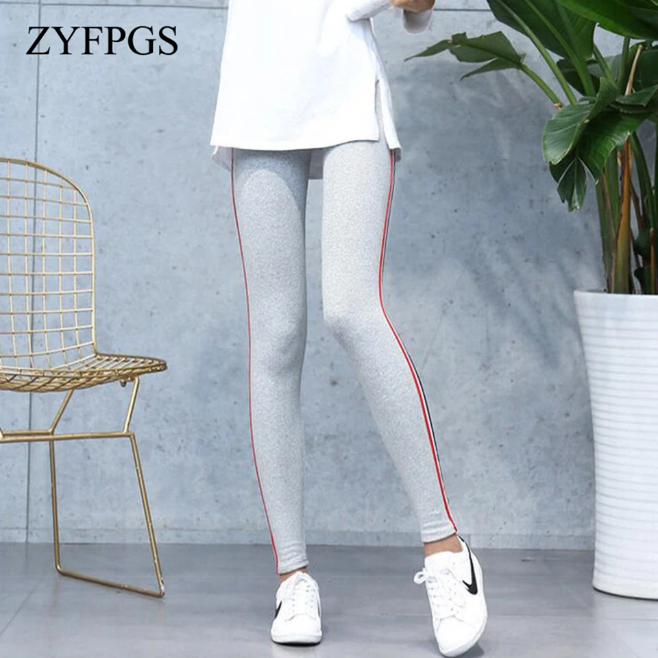 

ZYFPGS 2019 Autumn Leggings Plus Size Sideband Elasticity Fitness knitting Women 5XL Thin Section Thread Woman's Pants New Z0804