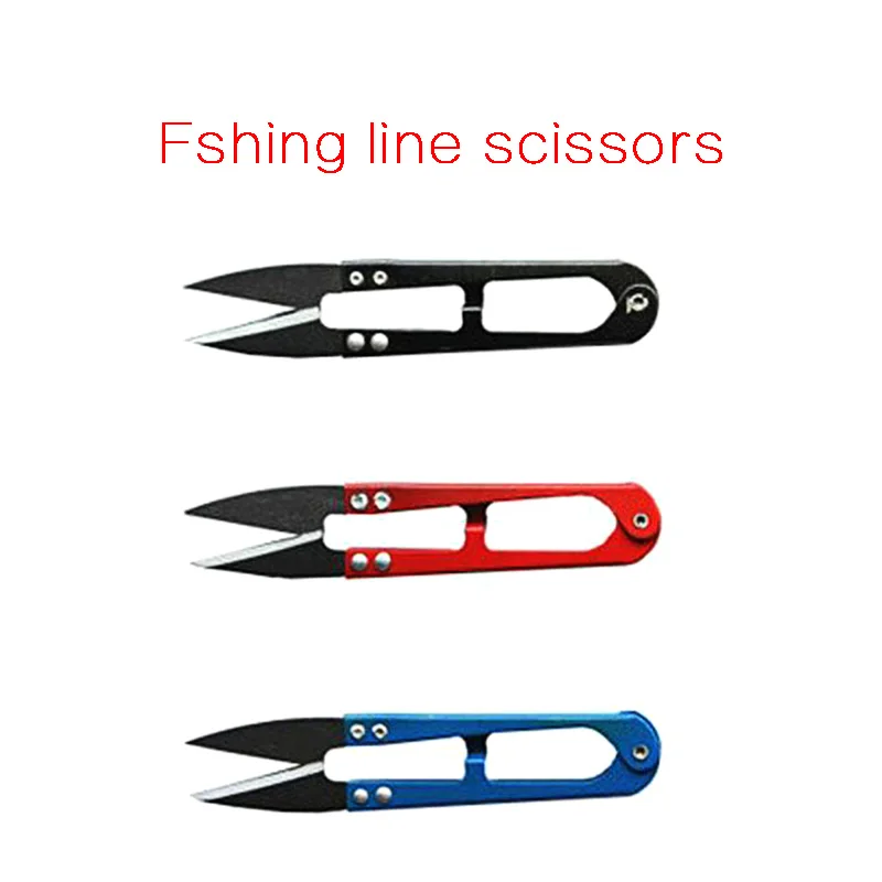 

Hot 1Pcs U-shaped Mini Scissors For Fishing Sewing Scissors Nippers Fish Use Scissors Fishing line cutter tools Random Color
