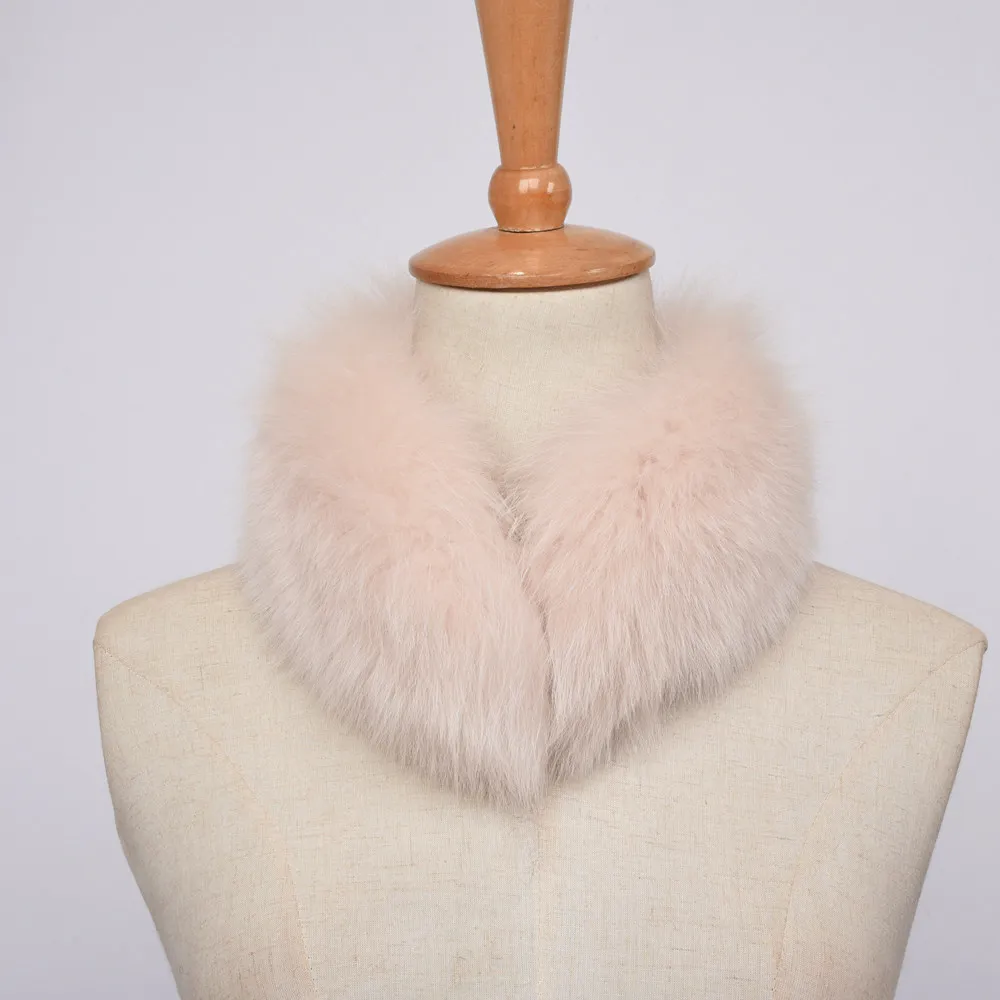 Женские шарфы из натурального Лисьего меха, Новое поступление, 13 цветов, зимний толстый теплый модный стильный высококачественный натуральный меховой шарф S7394 - Цвет: Pale Pink