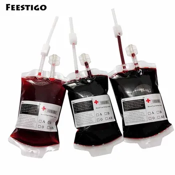 

1 PCS Transparent Food Grade PVC Drink Beverage Bag Vampire Blood Bag Cosplay Pouch Props Halloween Party Decoration Supplies