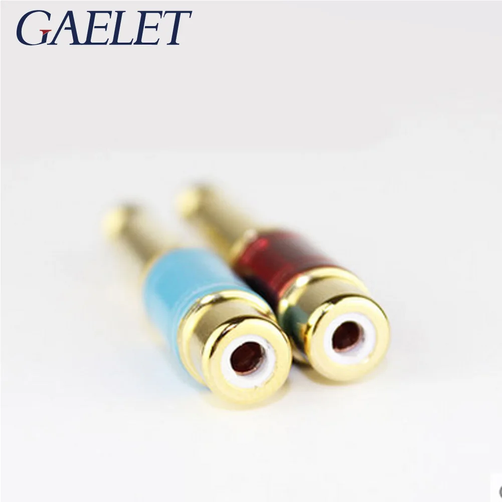 

Luxury Quality Nickel plating RCA Jack Audio Connector 6.35mm Mono Plug to RCA Speaker Adapter Blue & Red 1pair ZK30