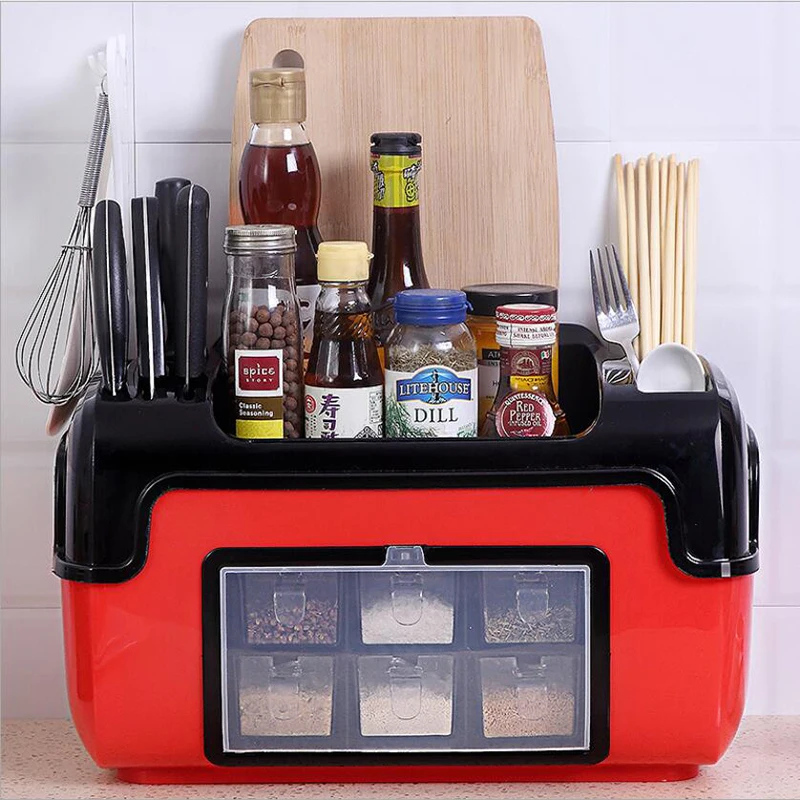 Домашняя кухня приправы box set сочетание нож стенд хранения кухонных принадлежностей Многофункциональный Spice jarRack