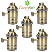GreenSun 5 шт. античная латунь E26/E27 ламповый патрон держатель лампы edison промышленная лампа Подвесные светильники баз ручка переключателя