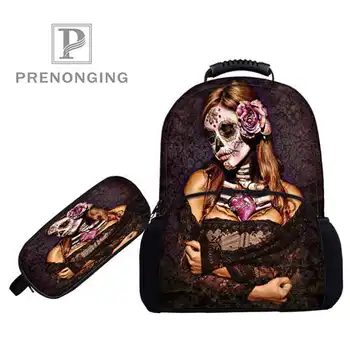 

Custom 17inch cDead Skull Backpacks Pen Bags 3D Printing School Women Men Travel Bags Boys Girls Book Computers Bag#1031-3-164
