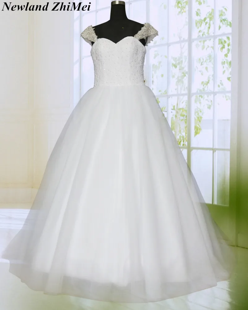 

Good Quality Wedding Dress 2018 Romantic Ball Gown Sweetheart Lace Up Back Beaded Applique Bride Dresses
