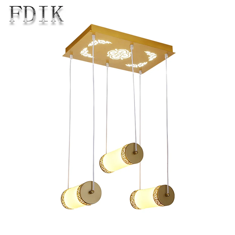 

Chinese Style Modern Simplicity Cylinder LED Pendant Lamp 24W 3 Stage Dimming Living room Teahouse Retro Scroll Pendant Lights