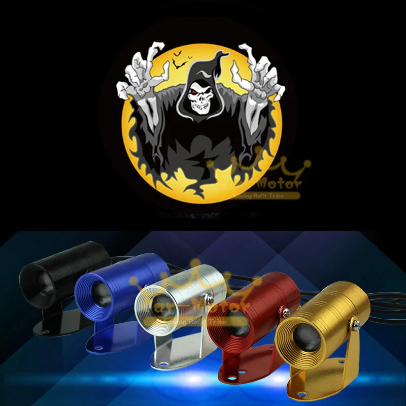 

New Hot Motorcycle Halloween Horror Ghost Logo Shadow Spotlight Laser Projector LED Logo Light Universal (3014)