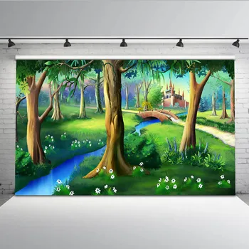 

Mehofoto Jungle Castle Photography Backdrops Cartoon Photo Booth Background for Kids Photographic Studio Compute Printed 877