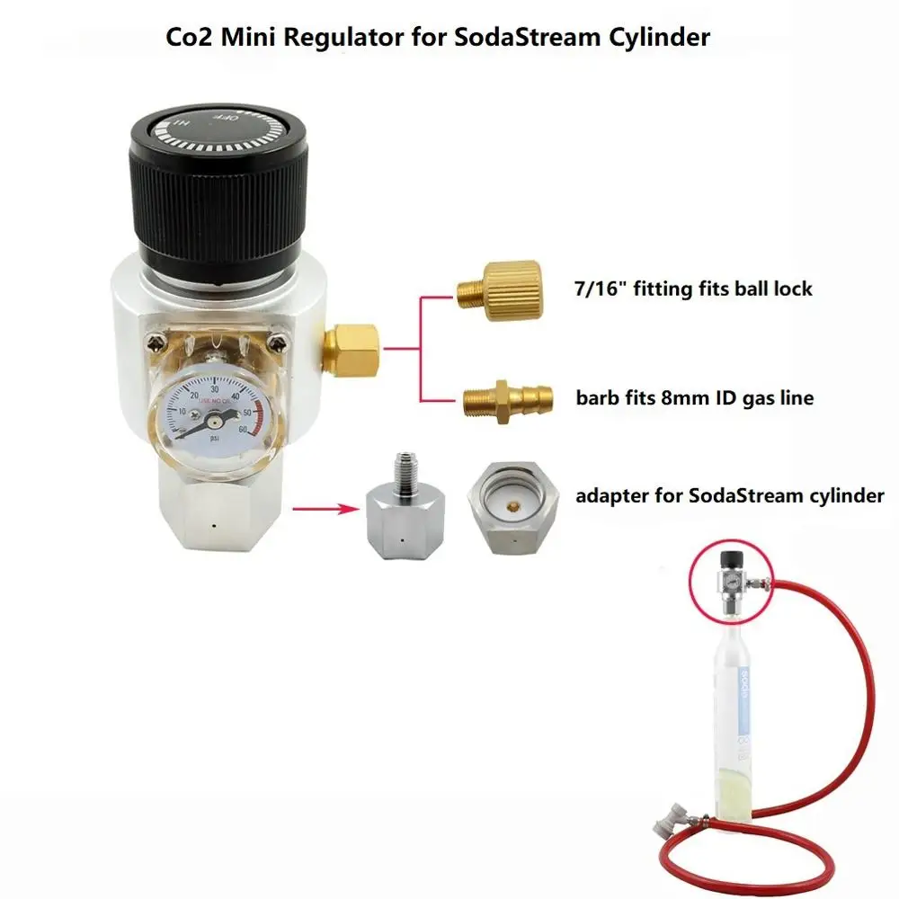 Co2 мини газовый регулятор, Sodastream, пейнтбол, CGA320, W21.8 бак, одноразовый адаптер картриджа для домашнего пивоварения Cornelius/Corny Keg - Color: to sodastream tank