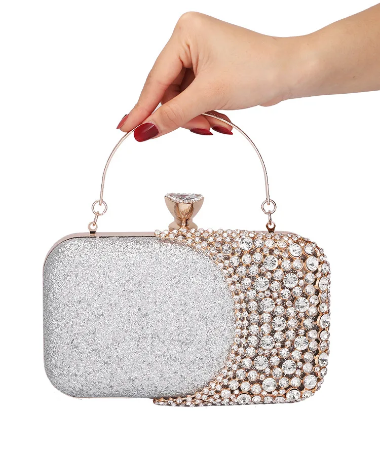 

2019 New Women's Beading Evening Bags Fashion Chain Portable Clutch Shoulder Messenger Crossbody Bag for Women Gold Silver Black