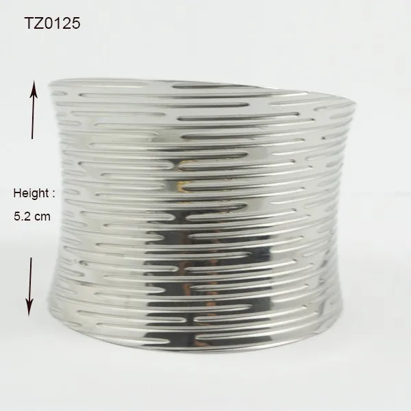 Engraving Wave Pattern Silver Color Wide Bracelet Cuff Bangle Stainless Steel Women Grils Fashion Jewelry 1PCS 2