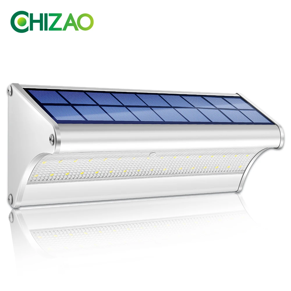 Baratos Lámpara de energía solar CHIZAO LED Sensor de movimiento PIR Luz de pared solar de metal Jardín impermeable al aire libre Súper brillante Ahorro de energía Patio de emergencia Garaje Camino para decoración de jardín
