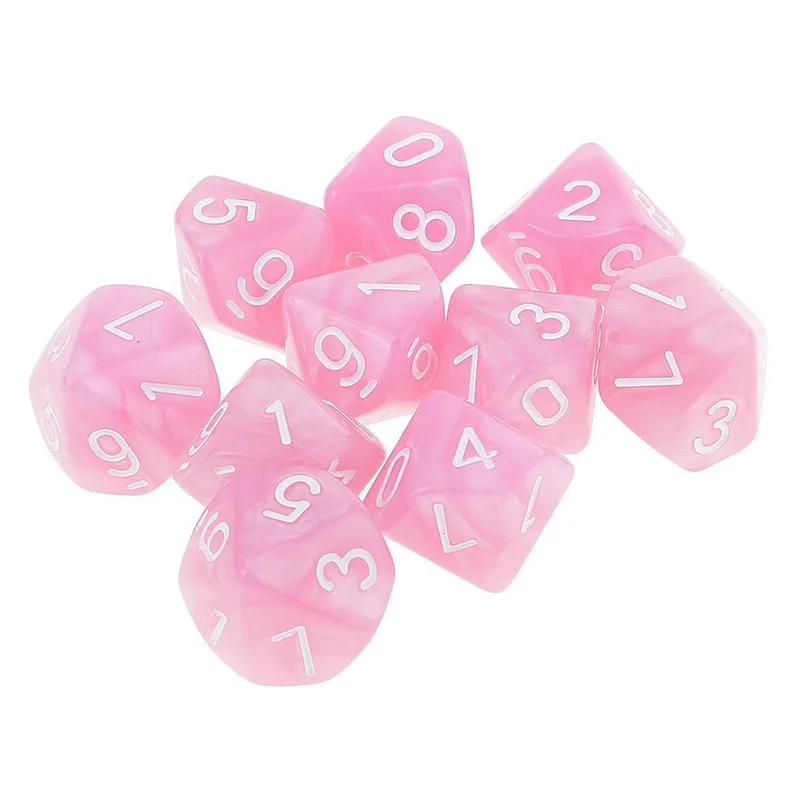 

10pcs/Set Pink D10 Polyhedral Dice For child toys DND RPG MTG Table Game Children's educational toys