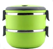 Hot! Edelstahl 2 schichten Lunchbox mit griff Thermos für Lebensmittelbehälter isolierung Student Bento box Geschirr