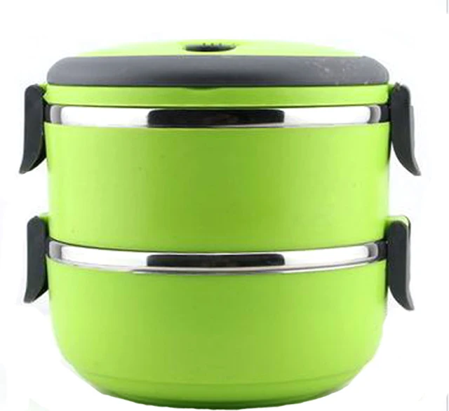 Hot ! Stainless Steel 2 layers Lunch Box with handle Thermos for Food