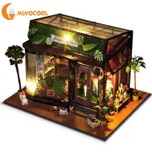 DIY цветок хижина деревянная миниатюрная кукла дома мебель набор головоломка ручной кукольный домик игрушки без пылезащитный чехол