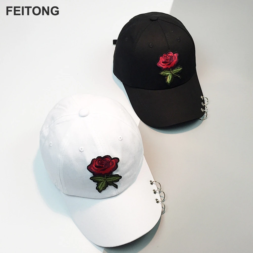 

FEITONG 2017 Summer Cap Women Men Couple Rose Baseball Cap Unisex Snapback Hip Hop Flat Hat wholesale#ES