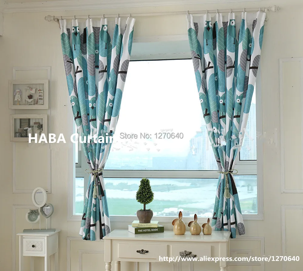 Koreal Rural 63inch Linen Drapes Short Curtains Cartoon Curtain
