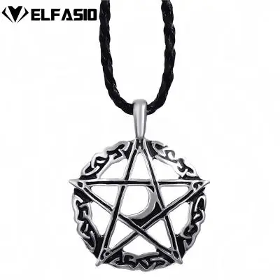 Men/'s inversé Pentacle Pentagramme Étoile Boy/'s étain Pendentif GRATUIT Collier
