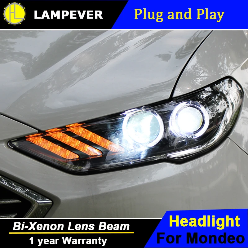 Авто светодиодный налобный фонарь для Ford Mondeo 2017 фары автомобиля DRL H7 D2H Hid Bi Xenon луч