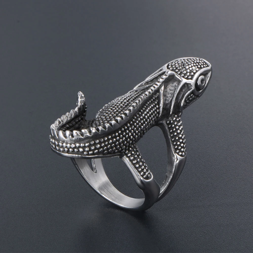 

Hiphop Lizard Mens Rings Vintage Stainless Steel Man Ring Fashion Biker Animal Party Jewelry Gifts For Husband Finger Ring Male