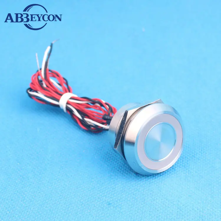 

22mm Momentary wired 2A 12V IP68 RGB Tri-color Illuminated light LED Waterproof Underwater Normally Open Touch Piezo Switch