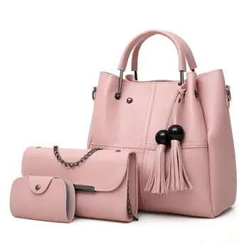 

3Pcs Tassel Set Bag Women Leather Handbags And Purses Female Shoulder Bags Fashion Chains Woman Messenger Bag Ladies Casual Tote