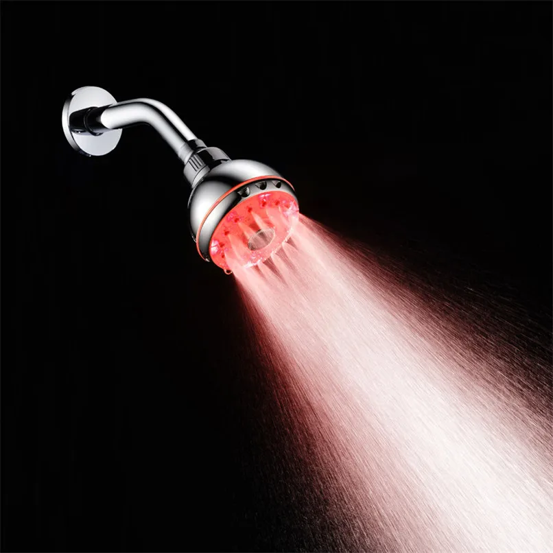Round Water Saving Shower Heads 7 Colorful LED Light Water Bath Bathroom Filtration Shower Hand Hold Type #2y30 (6)