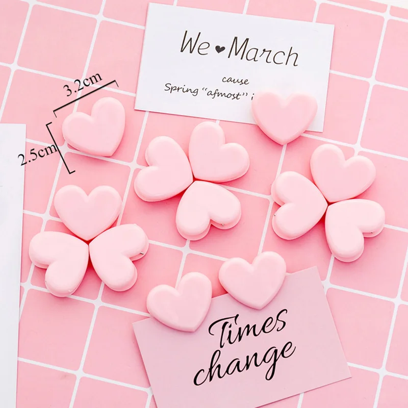

5pcs/Lot Love Heart Pink Binder Clips Kawaii Clamp Clips For Office School Paper Bills Receipt Organizer Binding Supplies Gift