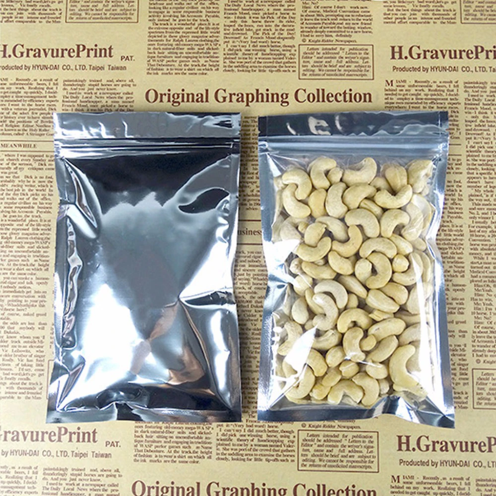 

50pcs Transparent Aluminum Foil Bag Sealed Zipper Ziplock Bag Packaging Food Bag Retail Re-sealable Baking Packaging Bag