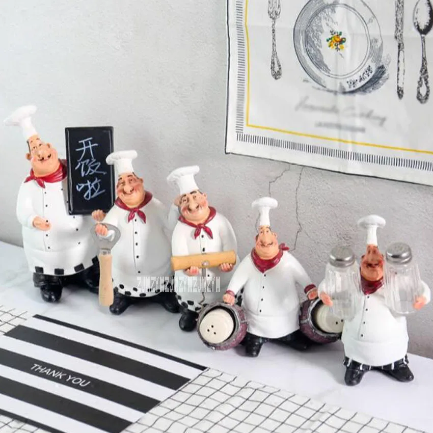 American Style Cute Resin Chef Figurines 5PCS/SET Creative Cook Kitchen