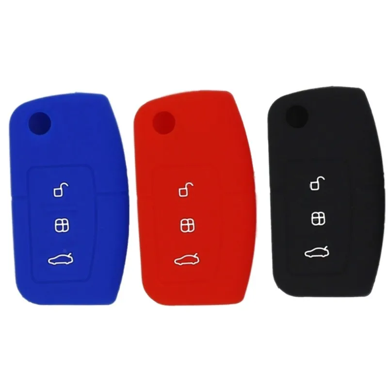 

Silicone Cover for Ford Fiesta Focus 2 Ecosport Kuga Escape Car Flip folding Remote key Case 3 Buttons