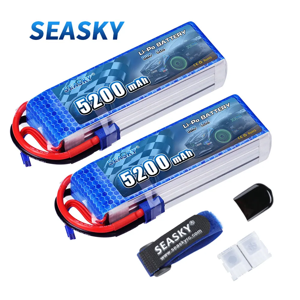 

2Pcs SEASKY LiPo Battery 11.1V 5200mAh 3S 60C with XT60 T Plug for RC DJI F450 Quadcopter RC Helicopter Airplane Hobby Drone FPV