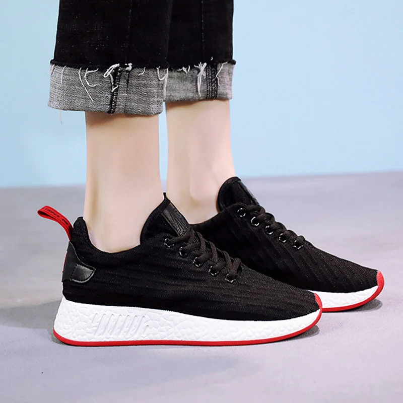 

Fashion Women Casual Shoes 2019 Spring New Women Sneakers Mesh Breathable Platform Shoes Ladies Basket White Pink Trainers