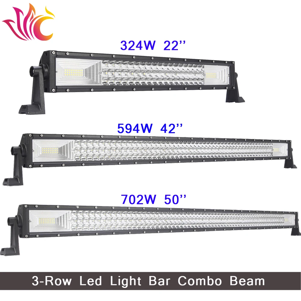 

MYC 324W 22'' 594W 42'' 702W 50'' Led Light Bar 3-Row Led Work Lights Combo Beam for Offroad SUV ATV Truck 4WD 4x4 12v 24v Lamps