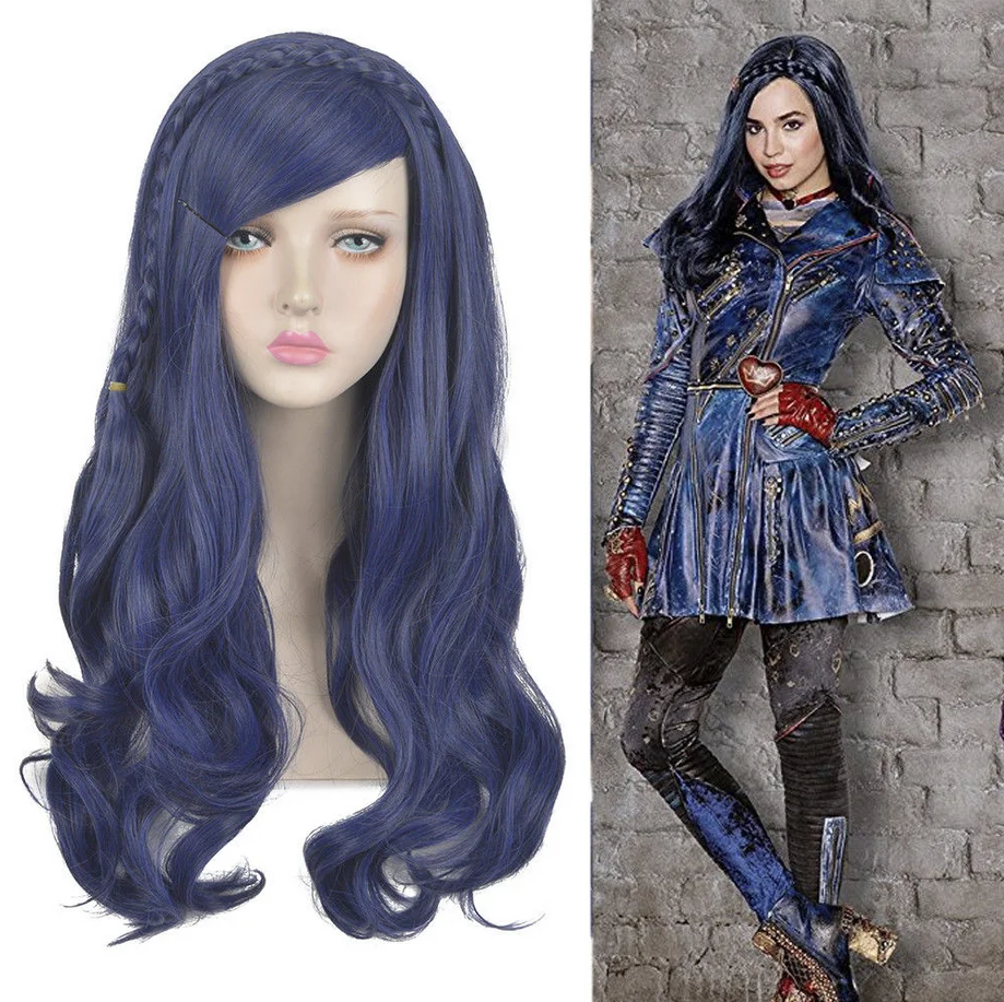 

Long Dark Blue Wavy Braids WOMEN Wigs Descendants 2 Evie Cosplay Wig