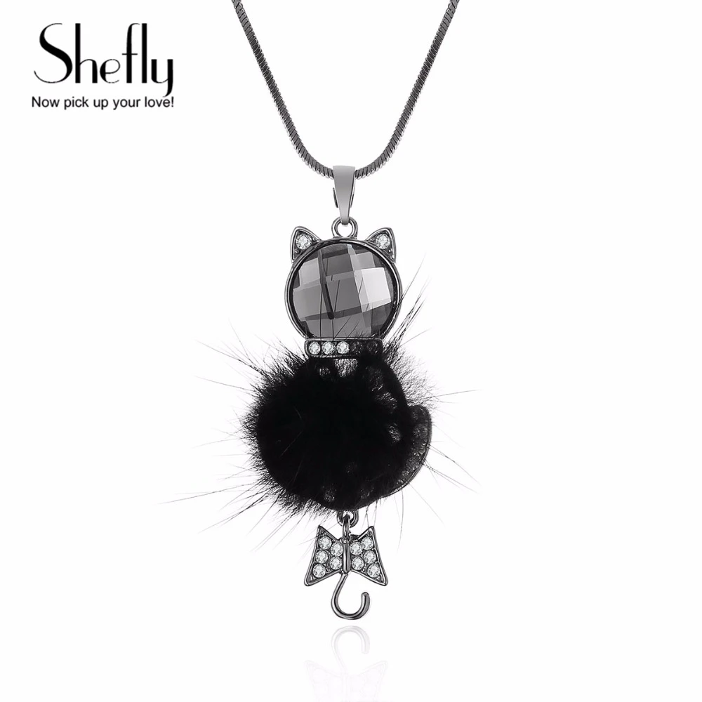 Collar con colgante de cristal mujer, Bola de gato, muñeca, Animal, elegante|Collares colgantes| - AliExpress