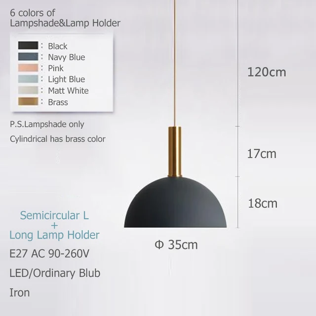 Nordic Loft Simple Pendant Lights E27 LED Modern Creative Hanging Lamp LED Lights Lighting e607d9e6b78b13fd6f4f82: Conical Shape|Cylindrical Shape|Disk Shape|Long Lamp Holder|Semicircular L size|Semicircular S size|Short Lamp Holder