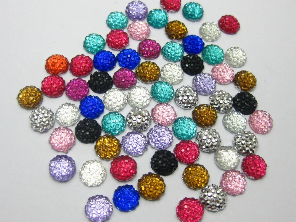 

500 mixed color Acrylic Round Flatback Dotted Rhinestone Beads 6mm